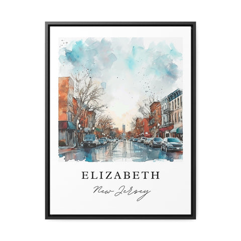 Elizabeth NJ traditional travel art - New Jersey, Elizabeth print, Wedding gift, Birthday present, Custom Text, Perfect Gift
