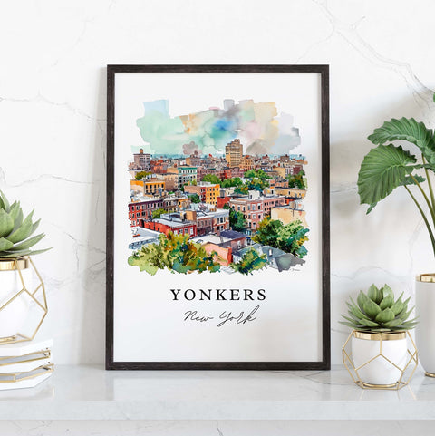 Yonkers traditional travel art - New York, Yonkers print, Wedding gift, Birthday present, Custom Text, Perfect Gift