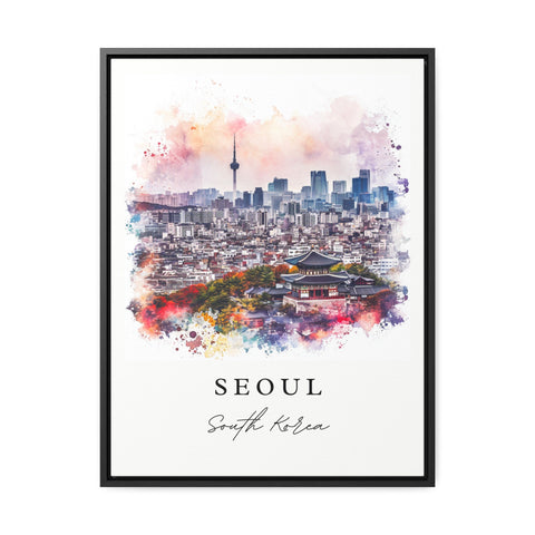 Seoul traditional travel art - South Korea, Seoul print, Wedding gift, Birthday present, Custom Text, Perfect Gift
