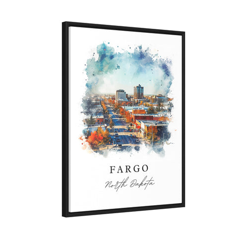 Fargo traditional travel art - North Dakota, Fargo print, Wedding gift, Birthday present, Custom Text, Perfect Gift