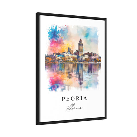 Peoria traditional travel art - Illinois, Peoria print, Wedding gift, Birthday present, Custom Text, Perfect Gift