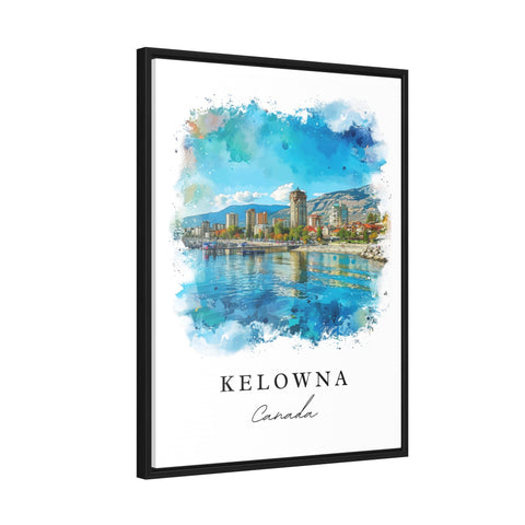 Kelowna traditional travel art - Canada, Kelowna print, Wedding gift, Birthday present, Custom Text, Perfect Gift