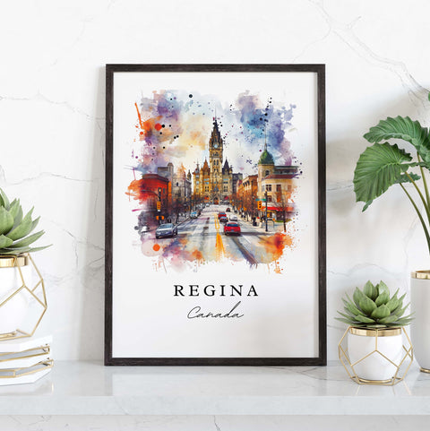 Regina BC traditional travel art - Canada, Regina print, Wedding gift, Birthday present, Custom Text, Perfect Gift