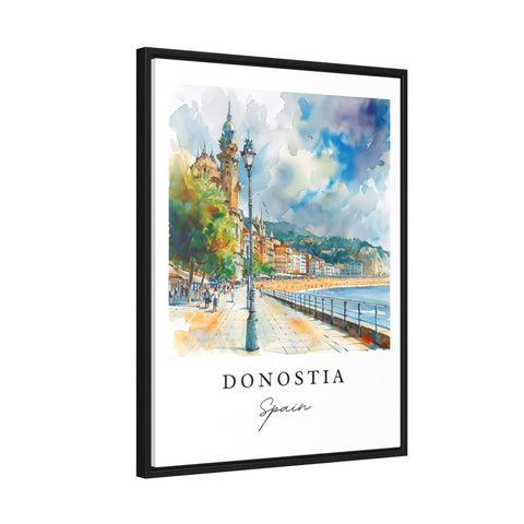 Donostia traditional travel art - Spain, Donostia print, Wedding gift, Birthday present, Custom Text, Perfect Gift