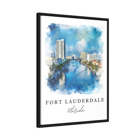 Fort Lauderdale traditional travel art - Florida, Ft Lauderdale print, Wedding gift, Birthday present, Custom Text, Perfect Gift