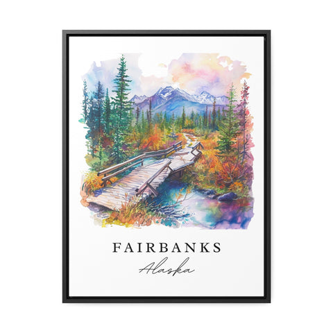 Fairbanks traditional travel art - Alaska, Fairbanks print, Wedding gift, Birthday present, Custom Text, Perfect Gift