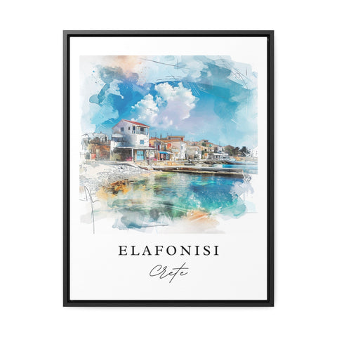 Elafonisi traditional travel art - Crete Greece, Elafonisi print, Wedding gift, Birthday present, Custom Text, Perfect Gift
