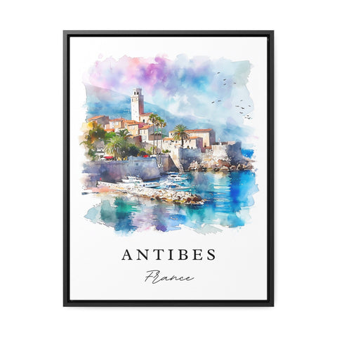 Antibes traditional travel art - France, Antibes print, Wedding gift, Birthday present, Custom Text, Perfect Gift