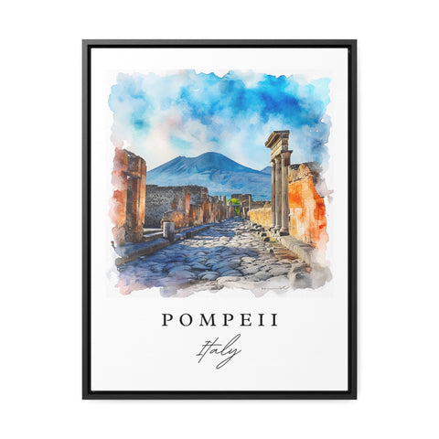 Pompeii traditional travel art - Italy, Pompeii print, Wedding gift, Birthday present, Custom Text, Perfect Gift