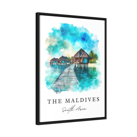 The Maldives traditional travel art - South Asia, Maldives print, Wedding gift, Birthday present, Custom Text, Perfect Gift