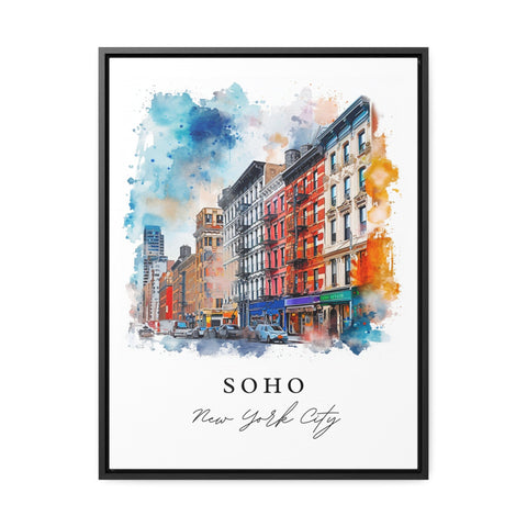 SoHo NYC watercolor travel art - Manhattan, SoHo print, Wedding gift, Birthday present, Custom Text, Perfect Gift