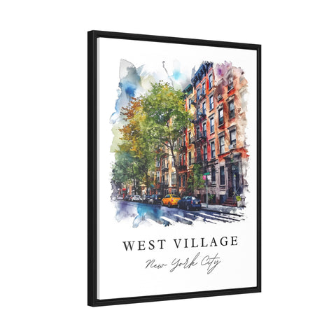 West Village NYC watercolor travel art - Manhattan, West Village print, Wedding gift, Birthday present, Custom Text, Perfect Gift