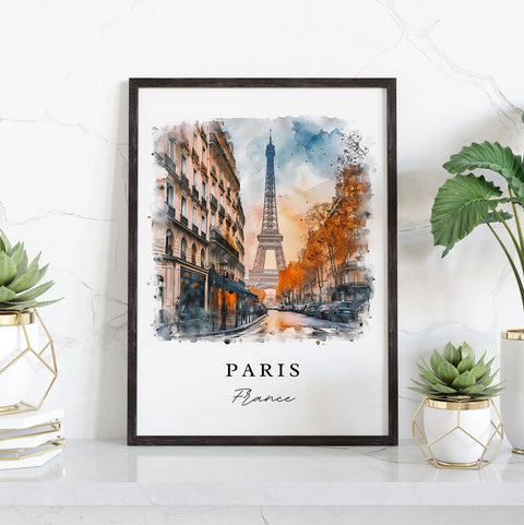 Paris watercolor travel art - France, Paris print, Wedding gift, Birthday present, Custom Text, Perfect Gift