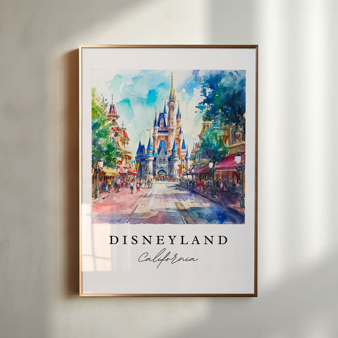 Disneyland traditional travel art - Anaheim, Disneyland print, Wedding gift, Birthday present, Custom Text, Perfect Gift