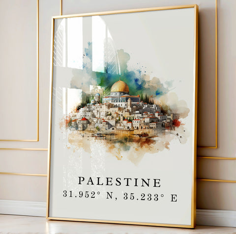 Palestine wall art - Al-Aqsa Mosque, Palestine poster, Palestine gift, Birthday present, Custom Text, Personalized Gift