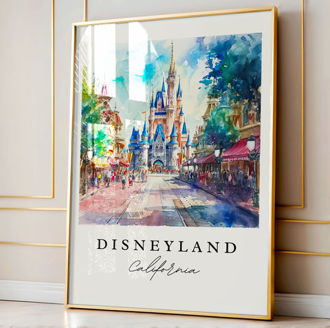 Disneyland traditional travel art - Anaheim, Disneyland print, Wedding gift, Birthday present, Custom Text, Perfect Gift