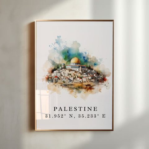 Palestine wall art - Al-Aqsa Mosque, Palestine poster, Palestine gift, Birthday present, Custom Text, Personalized Gift