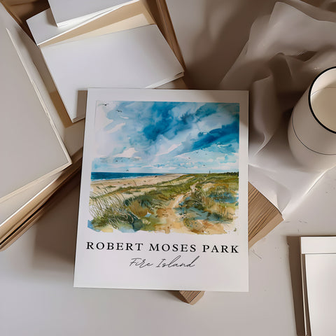 Fire Island Art, Robert Moses Park, Fire Island Watercolor, Long Island Gift, Travel Print, Travel Poster, Travel Gift, Housewarming Gift