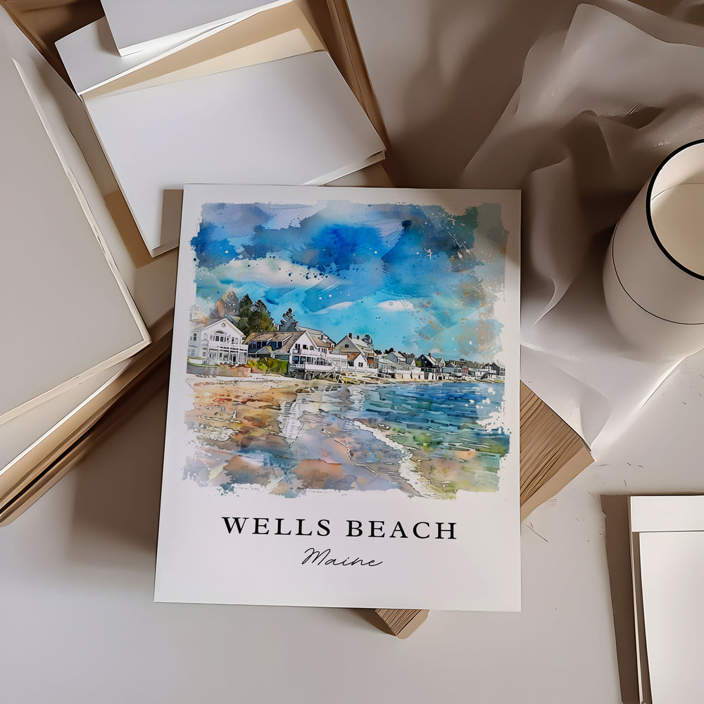 Wells Beach Maine Art, Wells Beach Print, Maine Wall Art, Maine Beach Gift, Travel Print, Travel Poster, Travel Gift, Housewarming Gift