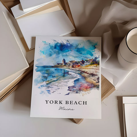 York Beach ME Art Print, York Beach Print, Kittery Wall Art, Maine Beach Gift, Travel Print, Travel Poster, Travel Gift, Housewarming Gift