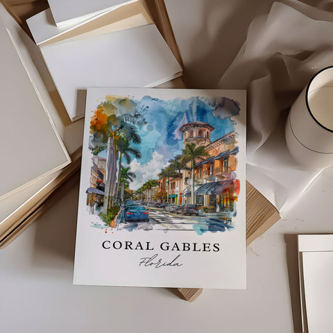 Coral Gables Art Print, Coral Gables Print, Florida Wall Art, Miami Art Gift, Travel Print, Travel Poster, Travel Gift, Housewarming Gift