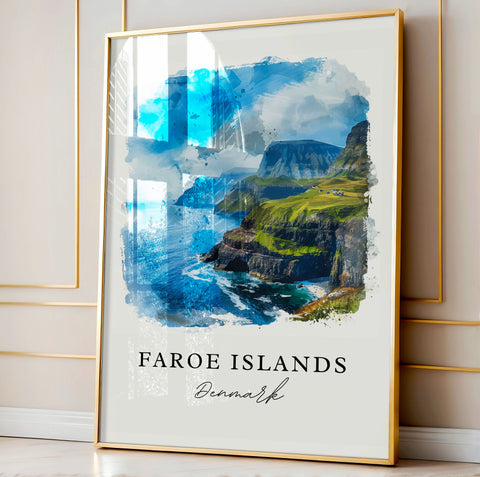 Faroe Islands Art Print, Denmark Print, Faroe Denmark Wall Art, Denmark Gift, Travel Print, Travel Poster, Travel Gift, Housewarming Gift