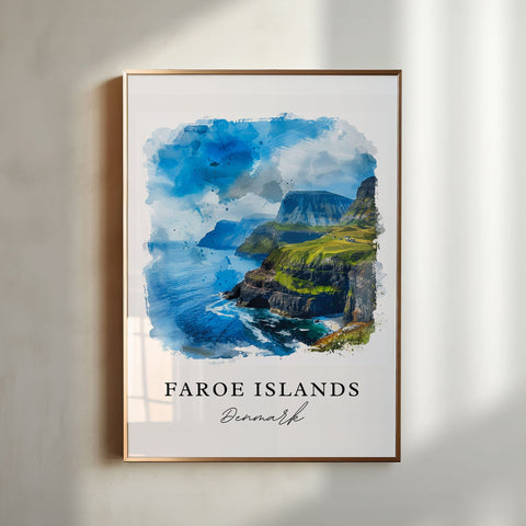 Faroe Islands Art Print, Denmark Print, Faroe Denmark Wall Art, Denmark Gift, Travel Print, Travel Poster, Travel Gift, Housewarming Gift