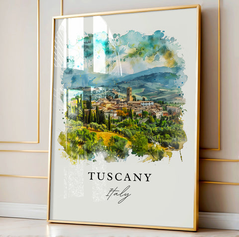 Tuscany Italy Wall Art, Tuscany Print, Italy Watercolor, Tuscany IT Gift, Travel Print, Travel Poster, Housewarming Gift