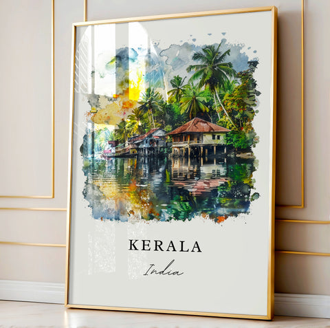 Kerala Wall Art, Kerala India Print, Kerala Watercolor, India Gift, Travel Print, Travel Poster, Housewarming Gift