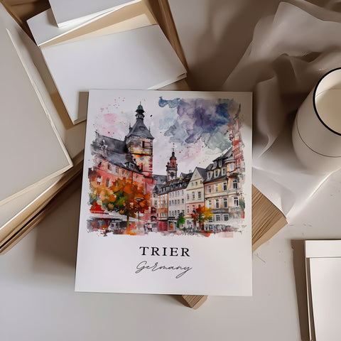 Trier Germany Wall Art, Trier Print, Luxembourg Watercolor, Trier Germany Gift, Travel Print, Travel Poster, Housewarming Gift
