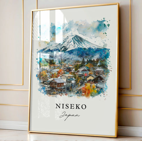 Niseko Wall Art, Niseko Japan Print, Hokkaido Japan Watercolor, Hokkaido Gift, Travel Print, Travel Poster, Housewarming Gift