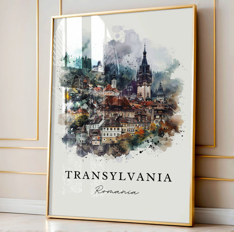 Transylvania Wall Art, Transylvania Print, Romania Watercolor, Transylvania Gift, Travel Print, Travel Poster, Housewarming Gift