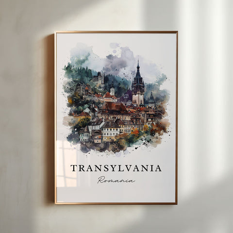 Transylvania Wall Art, Transylvania Print, Romania Watercolor, Transylvania Gift, Travel Print, Travel Poster, Housewarming Gift