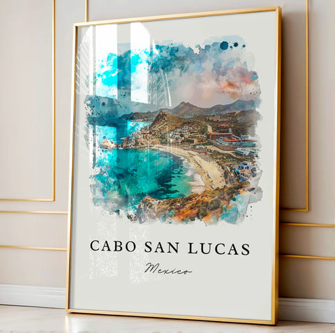 Cabo San Lucas Wall Art, Cabo MX Print, Cabo Watercolor, Cabo San Lucas Gift, Travel Print, Travel Poster, Housewarming Gift