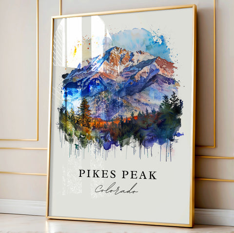 Pikes Peak CO Wall Art, Pikes Peak Print, Colorado Mountain Art, Pikes Peak Gift, Travel Print, Travel Poster, Housewarming Gift