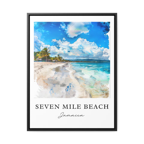 Seven Mile Beach Wall Art, Jamaica Print, 7 Mile Beach Watercolor, Jamaica Beach Gift, Travel Print, Travel Poster, Housewarming Gift