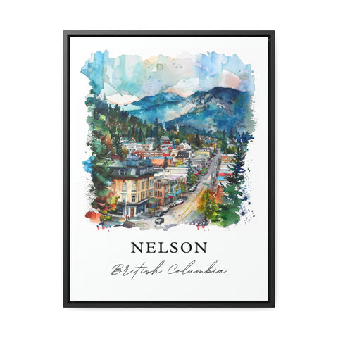 Nelson BC Wall Art, Nelson British Columbia Print, Nelson Watercolor, Selkirk Mountains Gift, Travel Print, Travel Poster, Housewarming Gift