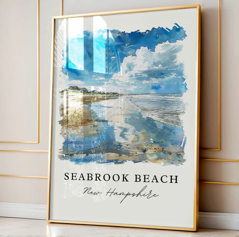 Seabrook Beach Art Print, New Hampshire Print, Rockingham NH Wall Art, Seabrook Gift, Travel Print, Travel Poster, Housewarming Gift