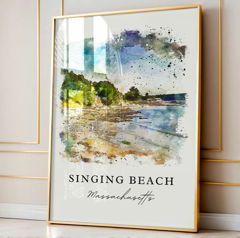 Singing Beach MA Art, Manchester-by-the-sea print, Mass. Beach Art, Travel Print, Travel Poster, Travel Gift, Housewarming Gift