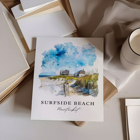 Sufside Beach Art, Nantucket Print, Sufside Beach MA Wall Art, Nantucket Gift, Travel Print, Travel Poster, Travel Gift, Housewarming Gift