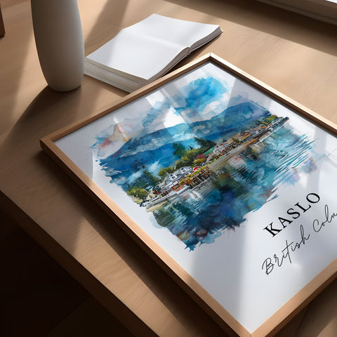Kaslo BC Wall Art, Kalso Print, British Columbia Watercolor, Kootenay Lake Gift, Travel Print, Travel Poster, Housewarming Gift