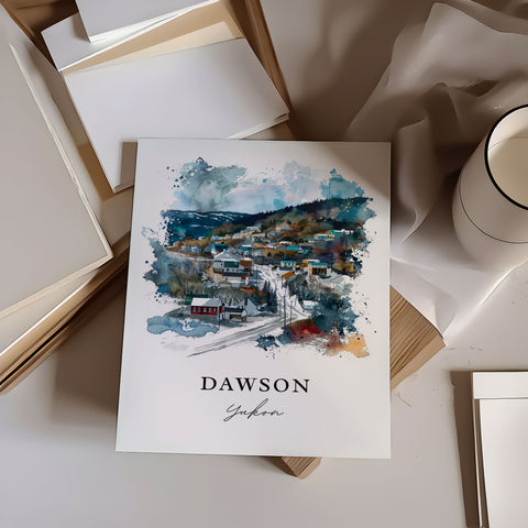 Dawson Wall Art, Yukon Print, Dawson Watercolor, Dawson Canada Gift, Travel Print, Travel Poster, Housewarming Gift