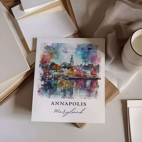 Annapolis MD Wall Art, Annapolis Print, Annapolis Maryland Watercolor, Annapolis Gift, Travel Print, Travel Poster, Housewarming Gift