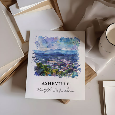 Asheville NC Wall Art, Asheville Print, Asheville North Carolina Watercolor, Asheville Gift, Travel Print, Travel Poster, Housewarming Gift