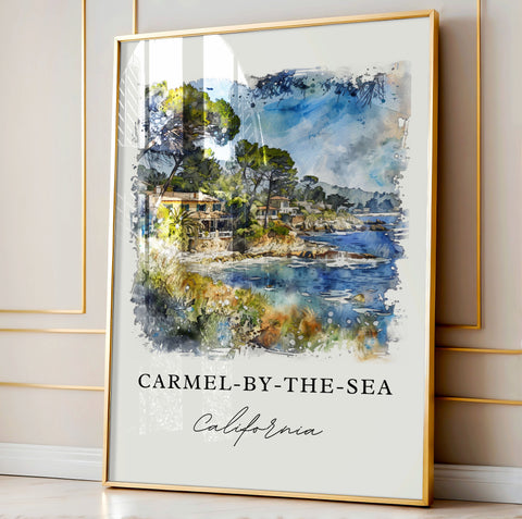 Carmel-by-the-sea CA Wall Art, Carmel-by-the-sea Print, Monterey Watercolor, Monterey Gift, Travel Print, Travel Poster, Housewarming Gift