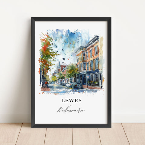 Lewes Delaware Wall Art, Rehoboth Print, Sussex County DE Watercolor, Lewes Delaware Gift, Travel Print, Travel Poster, Housewarming Gift