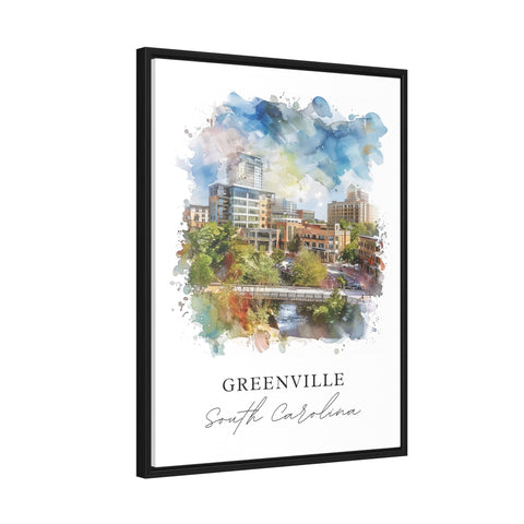 Greenville Wall Art, Greenville SC Print, Greenville Watercolor, Greenville SC Gift, Travel Print, Travel Poster, Housewarming Gift