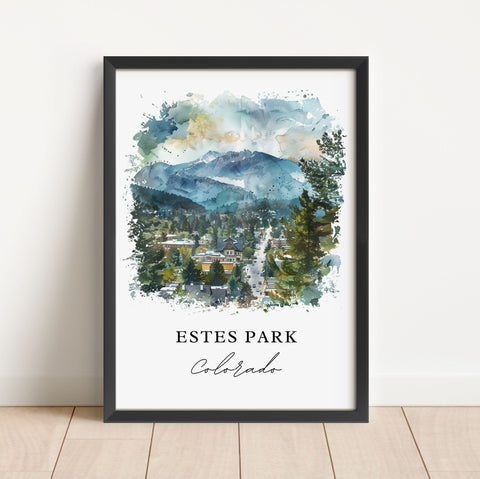 Estes Park CO Wall Art, Estes Park Print, Estes Park Watercolor, Estes Park Colorado Gift, Travel Print, Travel Poster, Housewarming Gift