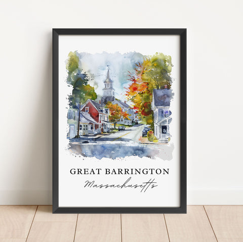 Great Barrington Wall Art, Great Barrington MA Print, Great Barrington Watercolor, Travel Print, Travel Poster, Housewarming Gift