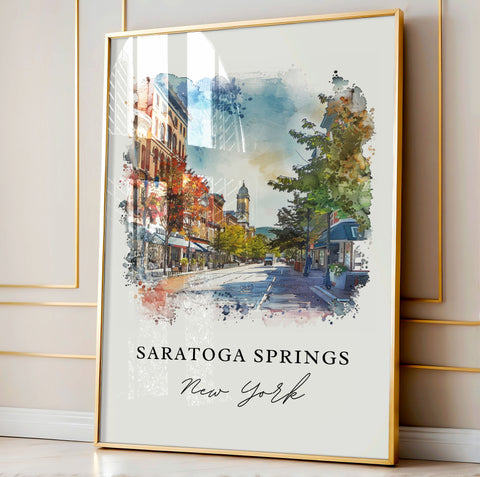 Saratoga Springs Wall Art, Saratoga Springs NY Print, Saratoga Springs Watercolor, Saratoga Springs Gift, Travel Print, Travel Poster